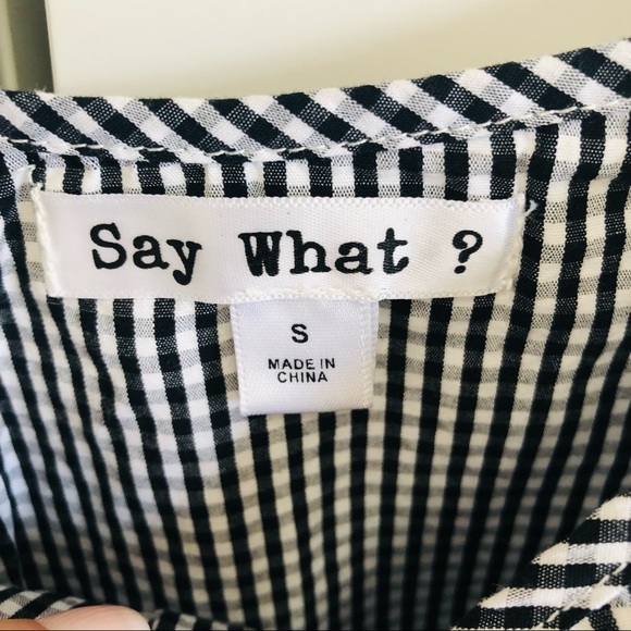 3 for 35 🌺 Macy’s What If? Navy Blue Gingham Cold Shoulder Top - Picture 3 of 7